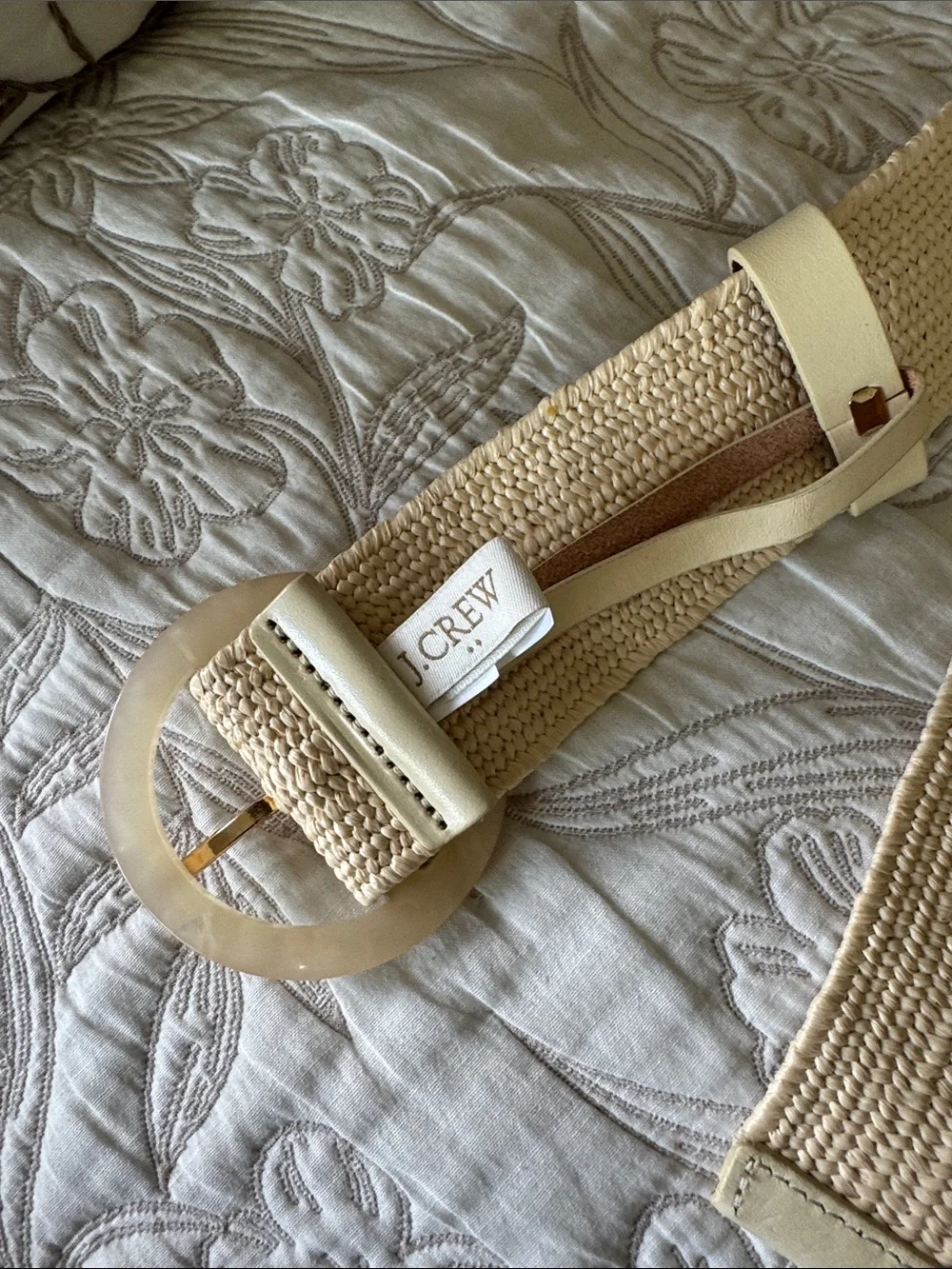 J. Crew Beige Woven Belt with Round Resin Buckle - used like new - Picture 2 of 4